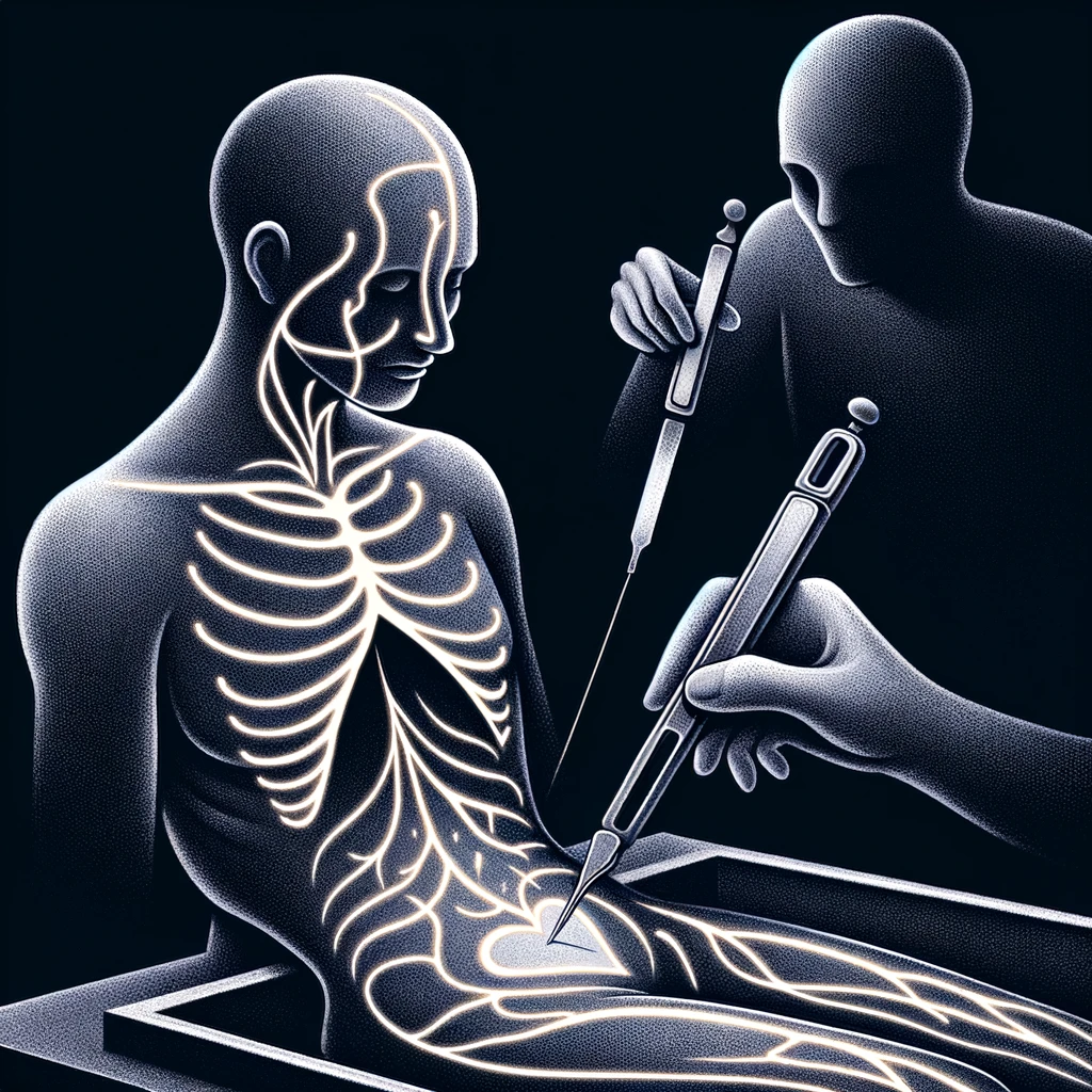 DALL·E 2023-12-24 18.15.39 - Illustration of emotional dissection A metaphorical representation where a figure is depicted with their soul visually exposed, like a map with delic.png